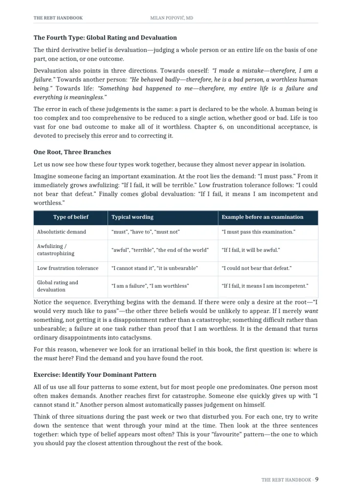 Four main types of irrational beliefs preview